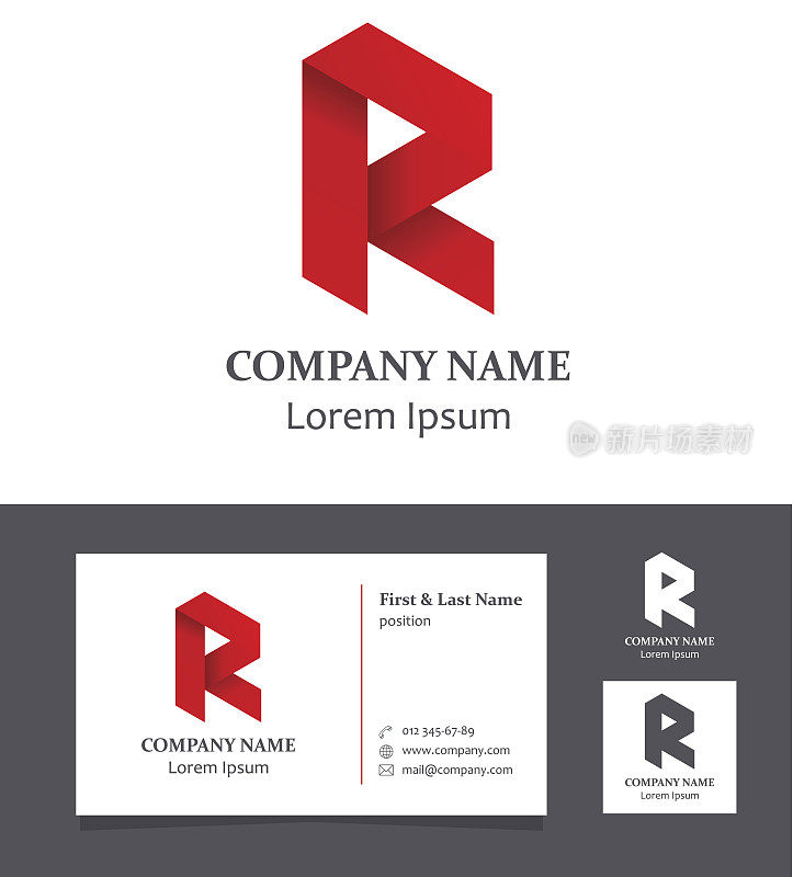 字母R -元素与名片-插图